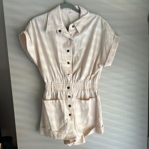 Cream Button-Up Romper